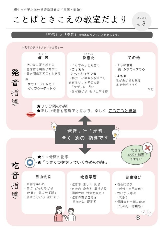 ことばときこえの教室だより　Ｎｏ．３表面